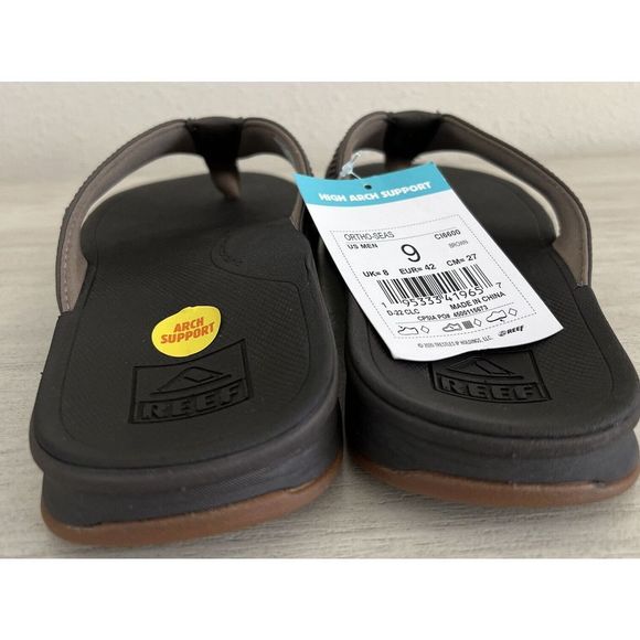 Reef Men's Sz 9 Ortho-Seas Leather Flip Flops - Brown NWT - Picture 3 of 7